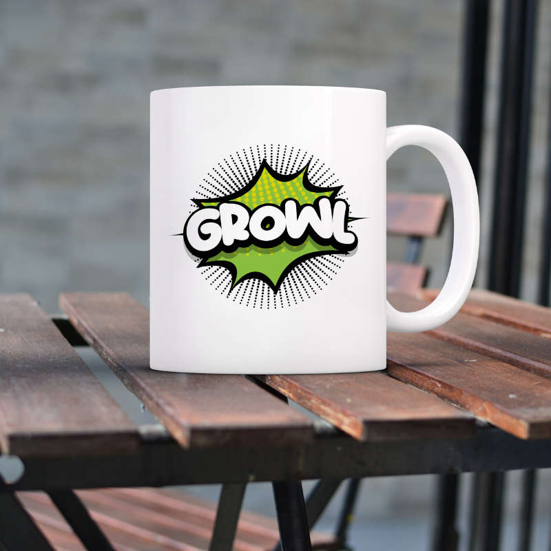 Printed Mug -Growl Printed Mug