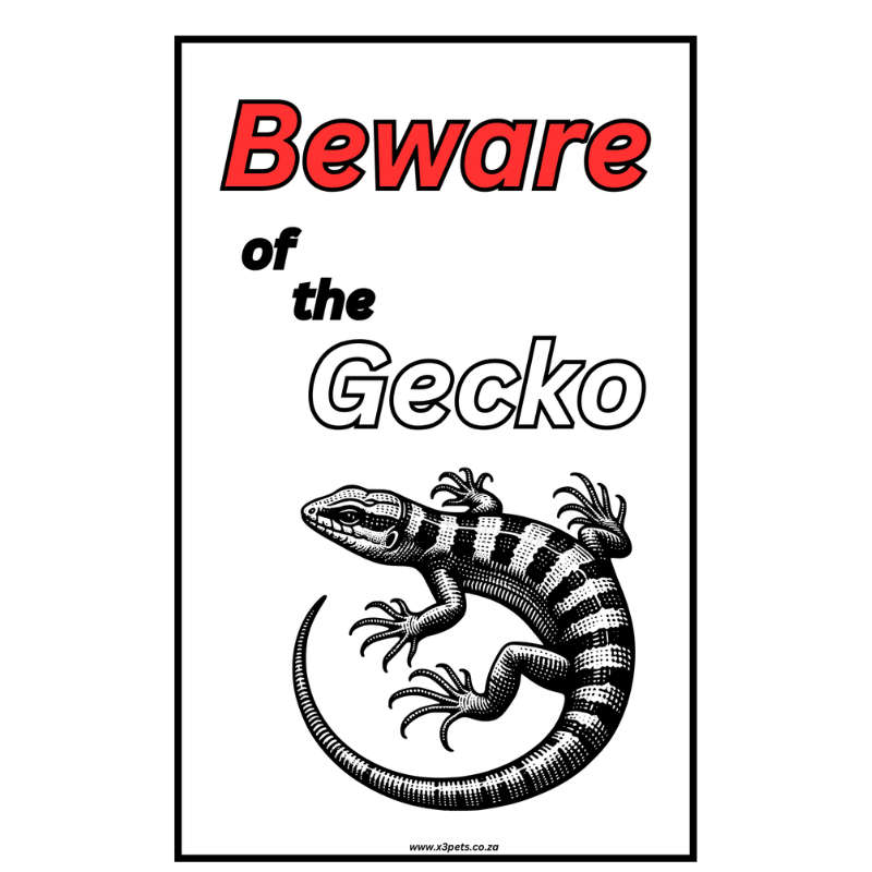 Beware of the Gecko Sign (30cm x 20cm x1mm Wide ) A4 Size