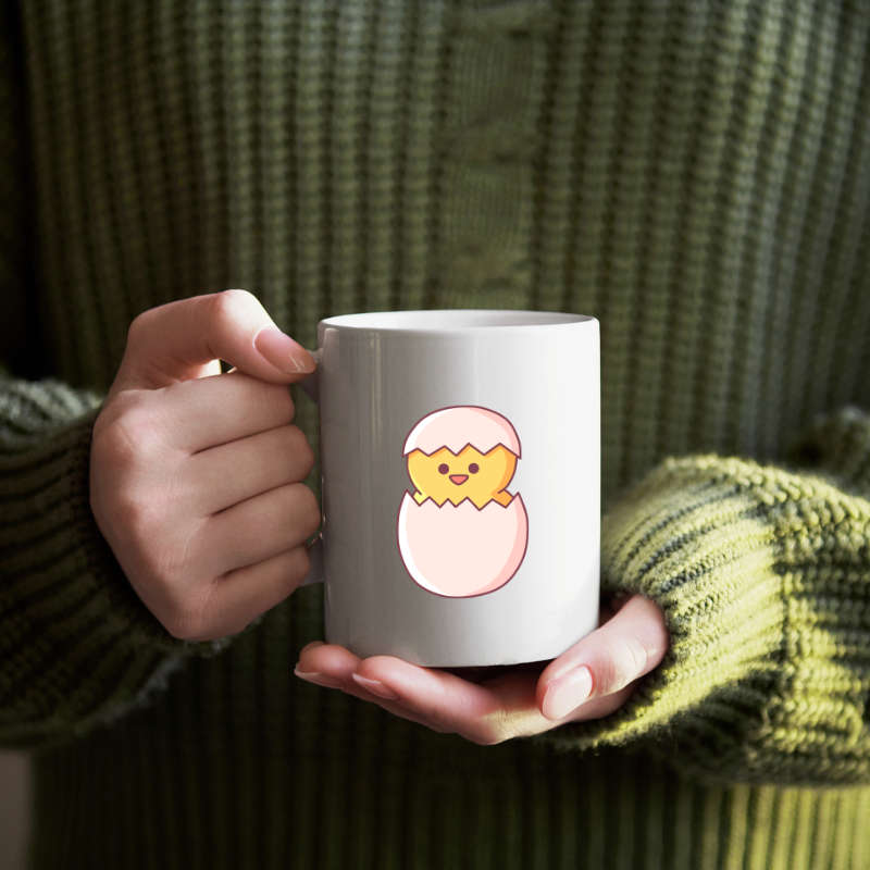 Printed Mug - Cute Baby Chick in Egg