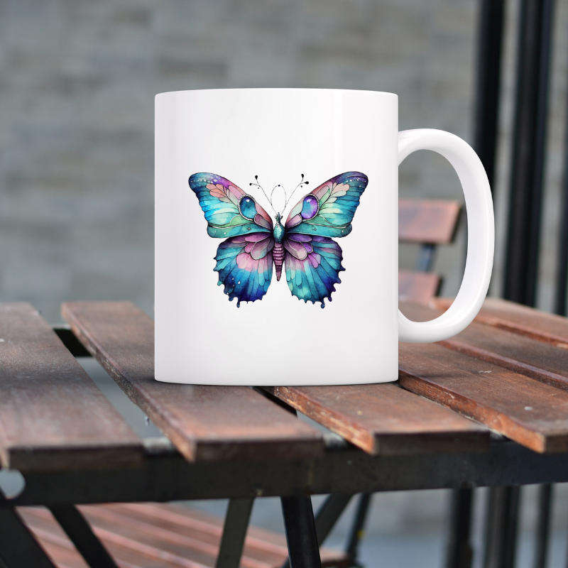 Printed Mug -Blue Butterfly (A)