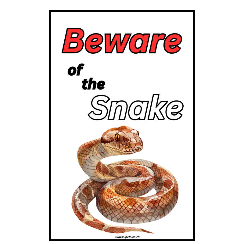 Beware of the Snake Sign (30cm x 20cm x1mm Wide ) A4 Size