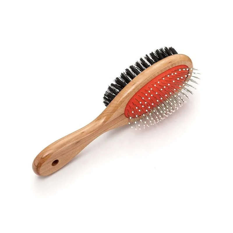 Double Sided Pet Grooming Brush - Cat Dog Hair Fur Bristle Soft Comb Brush - L