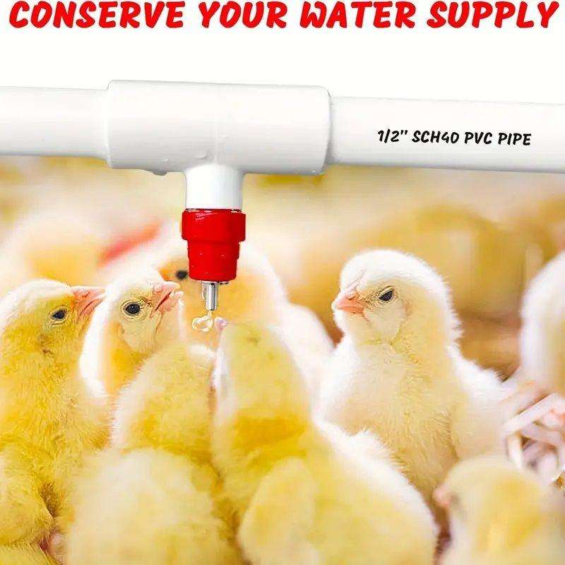 Chicken Waterer Nipples with PVC Tee Fittings - 10 PCS