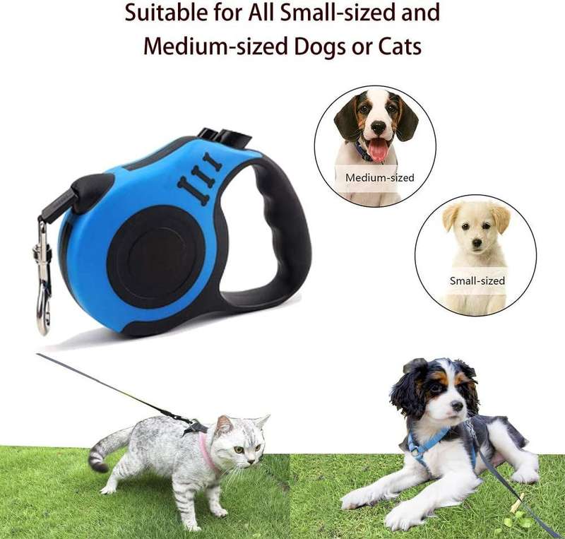 5M Retractable Dog Leash with Anti-Slip Handle - "3 Bone" - Pink, Black