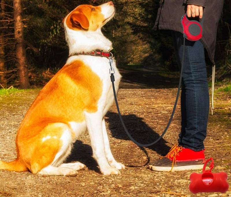 5M Retractable Dog Leash with Anti-Slip Handle - "3 Bone" - Pink, Black