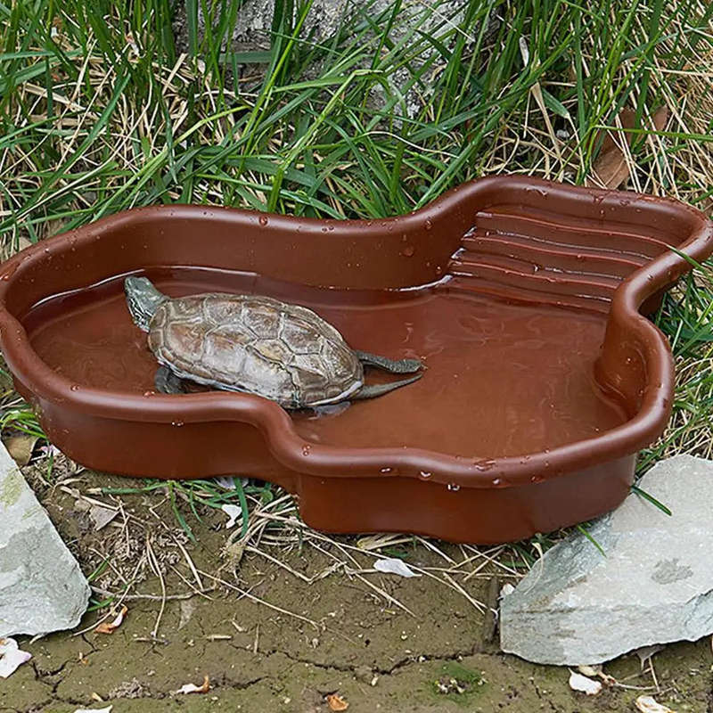 Pet Reptile Basking Platform Bathing Pool Tub With Ramp (31cm)