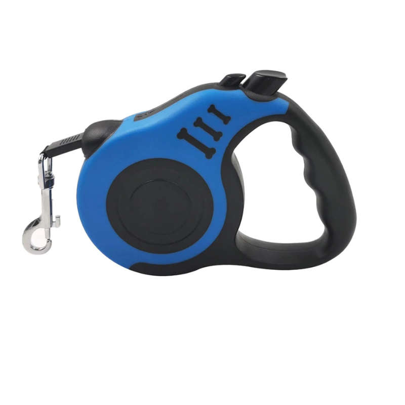5M Retractable Dog Leash with Anti-Slip Handle - "3 Bone" - Blue, Black