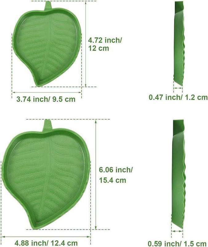 Reptile Plastic Drinking or Eating Leaf -Shaped Bowl 2 pack