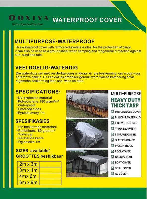 Multi Purpose Waterproof Cover Waterproof Poly Tarp Cover - XL ( 6m x 9m )