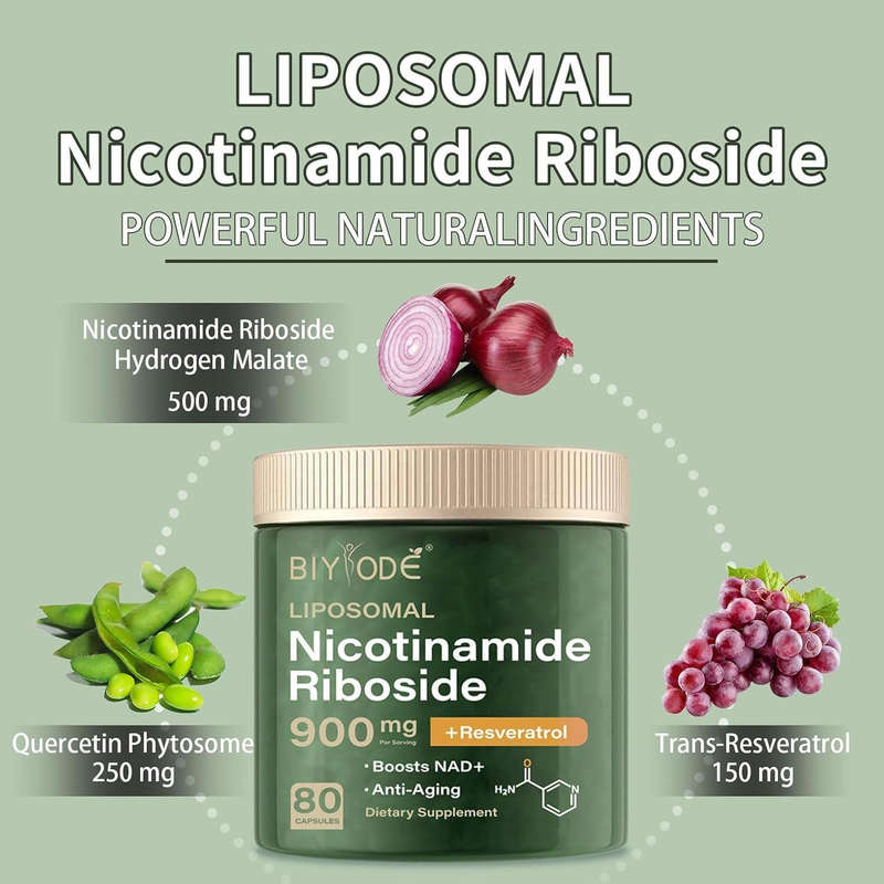 BIYODE NAD+ Capsules: Extra Strength Liposomal Resveratrol, Enhances Cellular Health, Supports Healt