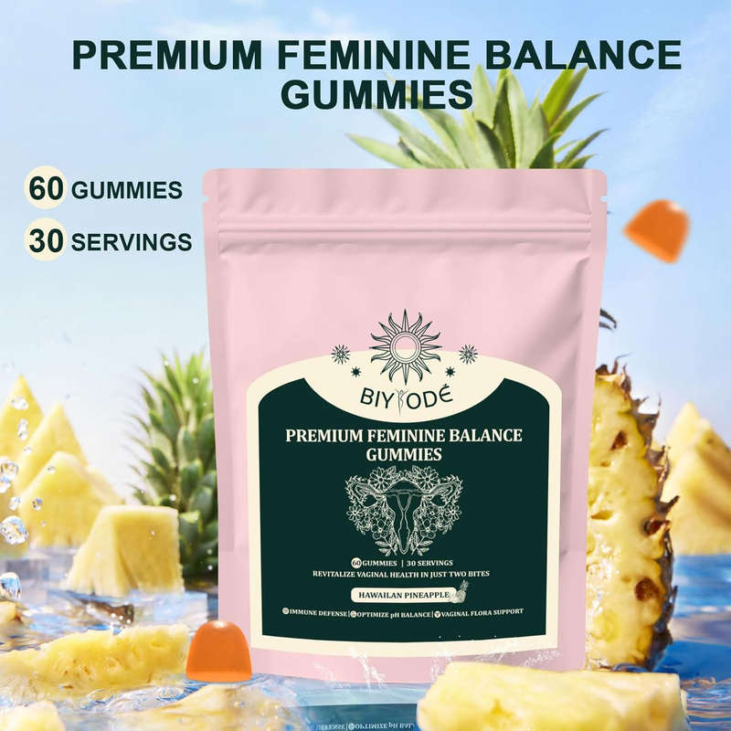 BIYODE Feminine Balance Gummies, Gummies for Womens Health & Wellness Immune Support Vegan, Gluten-
