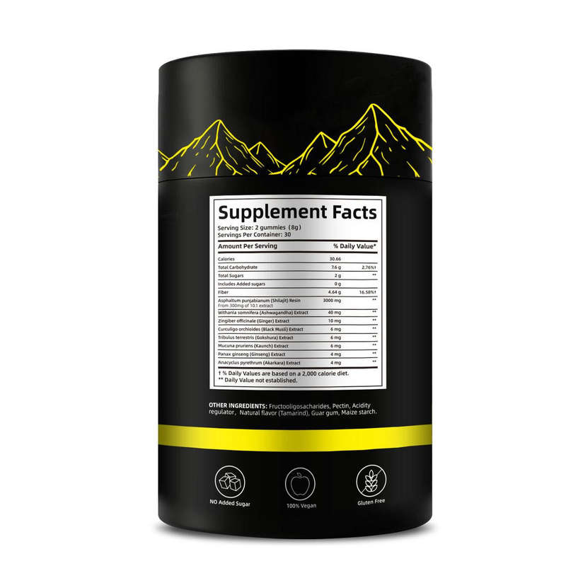 Be Bodywise Pure Himalayan Shilajit Gummies No Added Sugar I Ashwagandha, Gokshura| Fulvic Acid