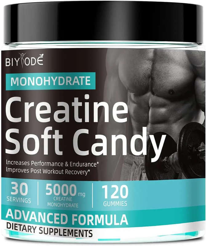 Creatine Monohydrate Gummies for Men Women Growth Muscle Enhance Workout Recovery Low Calorie
