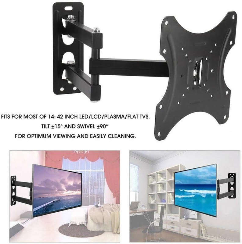 LCD LED TV Wall Mount Bracket, can tilt up and down 15 degrees, swivel 90 degrees, easy