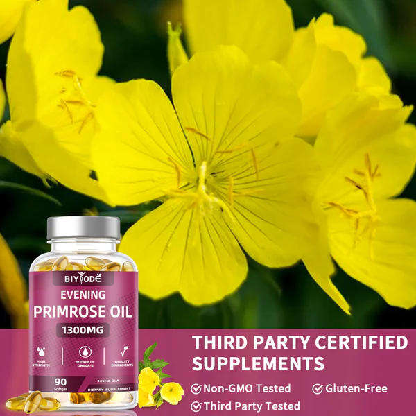 Improve skin elasticity Gently support women through the menstrual cycle 1300Mg Evening Primrose Oil
