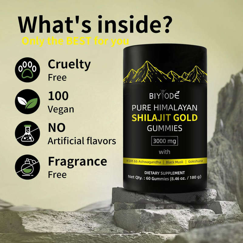 Be Bodywise Pure Himalayan Shilajit Gummies No Added Sugar I Ashwagandha, Gokshura| Fulvic Acid