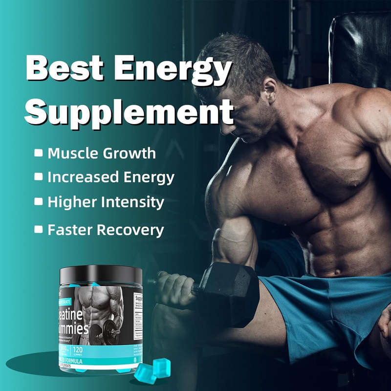 Creatine Monohydrate Gummies for Men Women Growth Muscle Enhance Workout Recovery Low Calorie