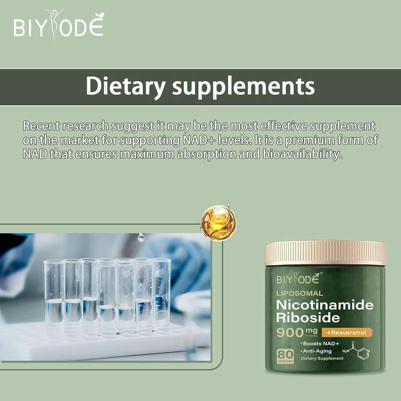 BIYODE NAD+ Capsules: Extra Strength Liposomal Resveratrol, Enhances Cellular Health, Supports Healt