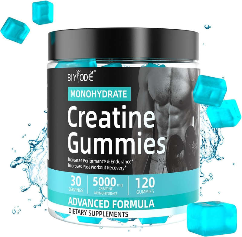 Creatine Monohydrate Gummies for Men Women Growth Muscle Enhance Workout Recovery Low Calorie