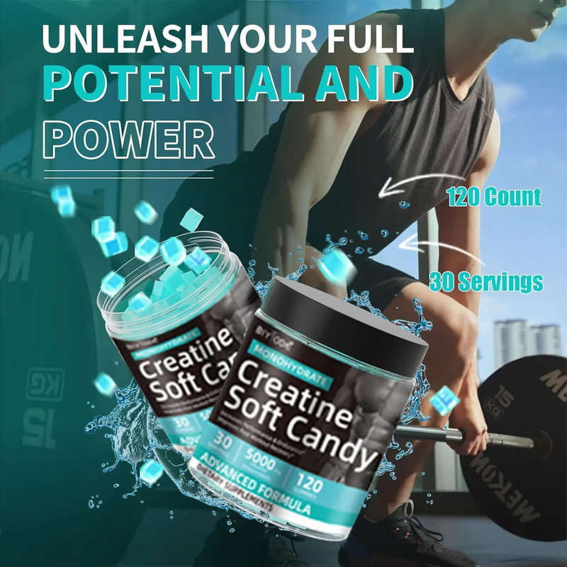 Creatine Monohydrate Gummies for Men Women Growth Muscle Enhance Workout Recovery Low Calorie