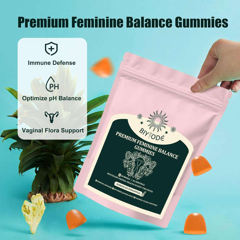 BIYODE Feminine Balance Gummies, Gummies for Womens Health & Wellness Immune Support Vegan, Gluten-
