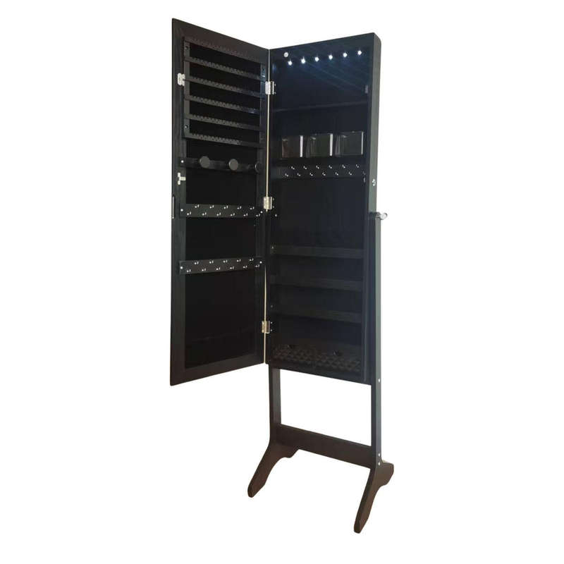 Elegant jewelry storage cabinet with full length mirror ( Brown and White)