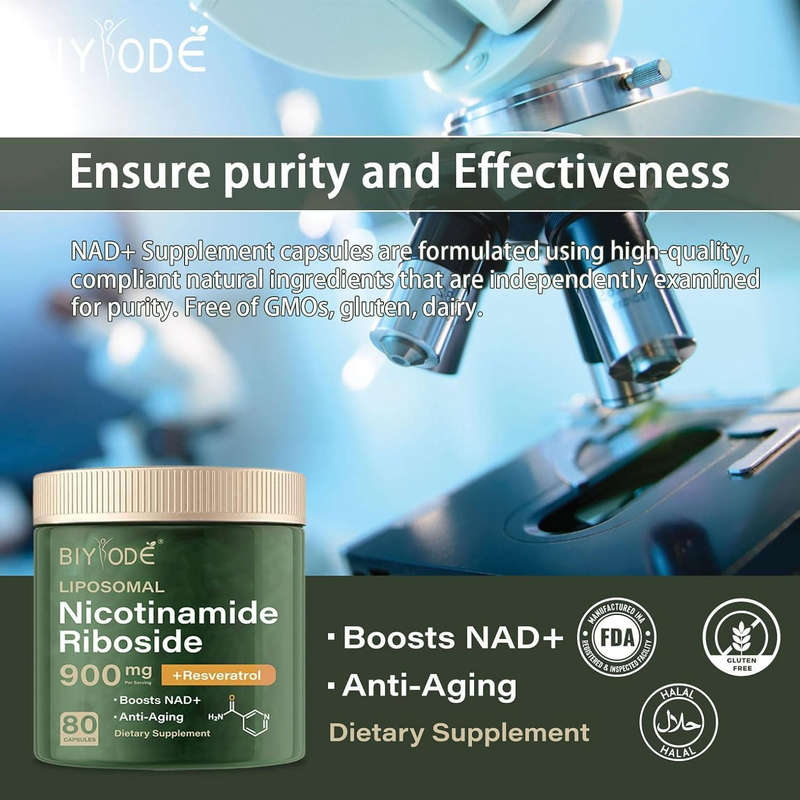 BIYODE NAD+ Capsules: Extra Strength Liposomal Resveratrol, Enhances Cellular Health, Supports Healt