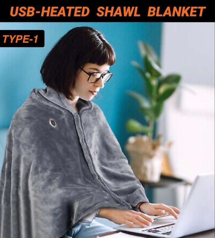 3-speed Temperature Control 8-zone Heating USB Electric Shawl Electric Blanket 150 x 85cm(Gray)