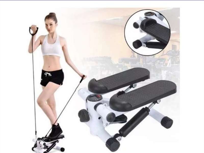 Mini Fitness Stepper with LCD Display and Resistance Bands for Home Fitness