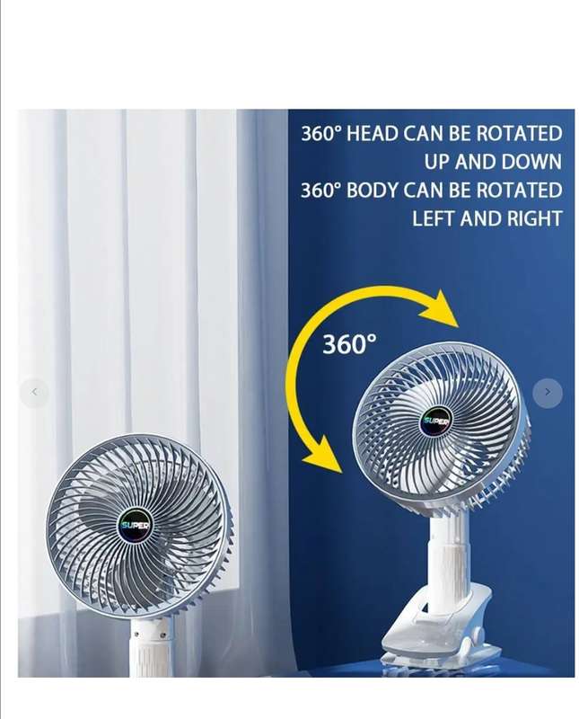 Portable Type C Rechargeable Desktop Clamp Fan