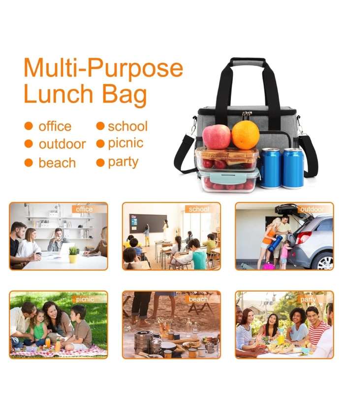 15L Lunch Cooler Bag Insulated Lunch Bag For Work Office Picnic Leakproof