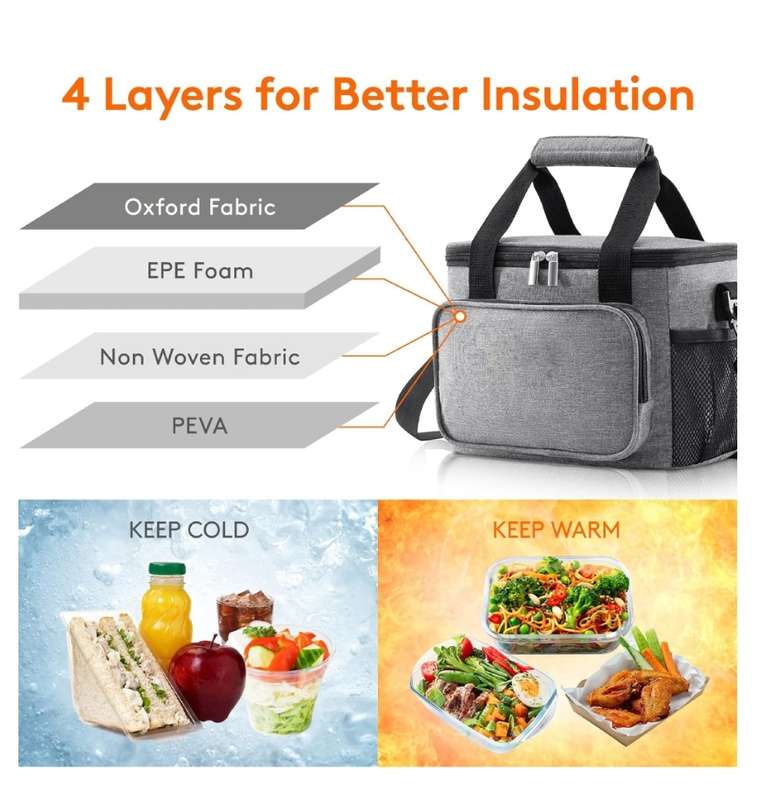 15L Lunch Cooler Bag Insulated Lunch Bag For Work Office Picnic Leakproof
