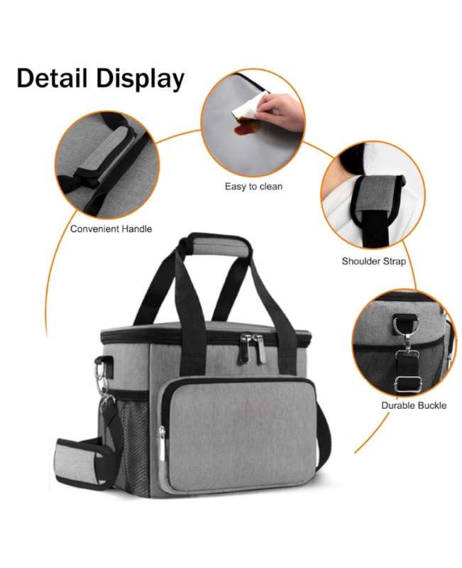 15L Lunch Cooler Bag Insulated Lunch Bag For Work Office Picnic Leakproof