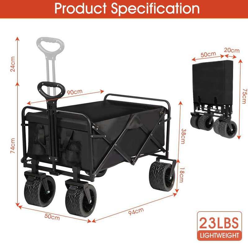 Heavy Duty Folding Camping Cart Utility Wagon 90cm x 50cm