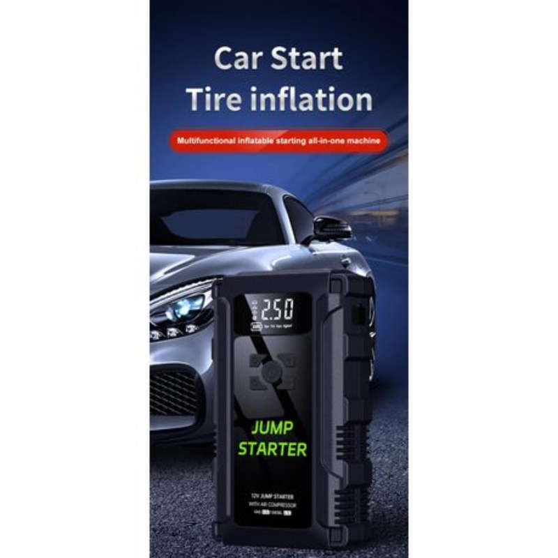 4 In 1 Emergency Car Booster, Tire Inflator, Power Bank, Flashlight