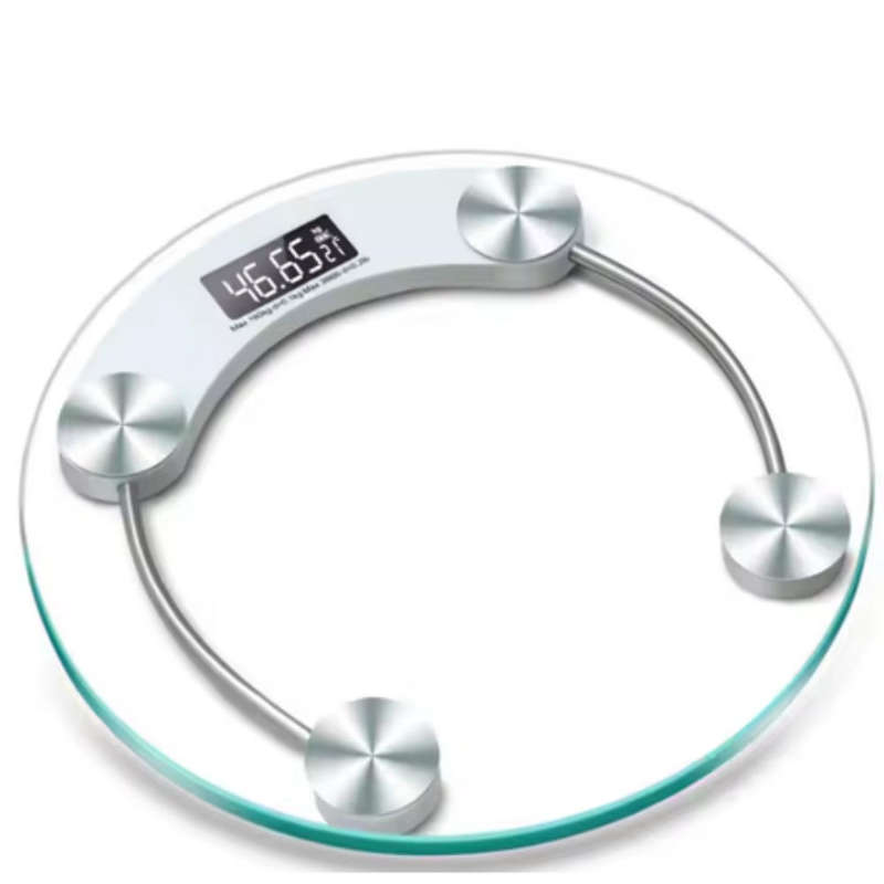Round Digital Glass Bathroom Scale with LCD Display - 180kg Capacity