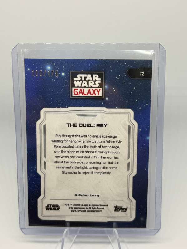 2024 Topps Chrome Star Wars Galaxy - The Duel: Rey Aqua Refractor 105/175 #72