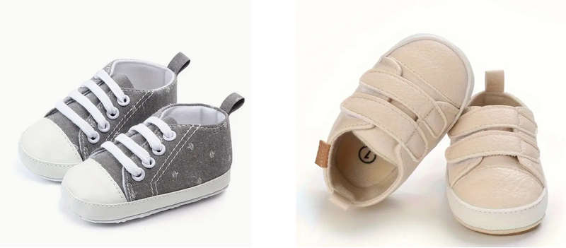 Baby Shoes 2 Pairs - Light Grey and Creamy Pink