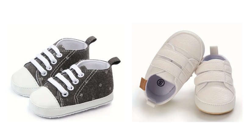 Beautiful Baby Sneakers 2 Pairs Dark Grey and White