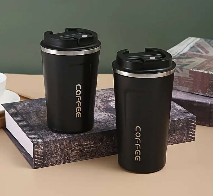 Two Stainless Steel Tumblers with Leakproof Lid for hot and cold drinks