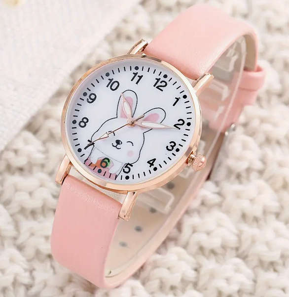 Bunny Watch and Bracelet Set - Pink and White