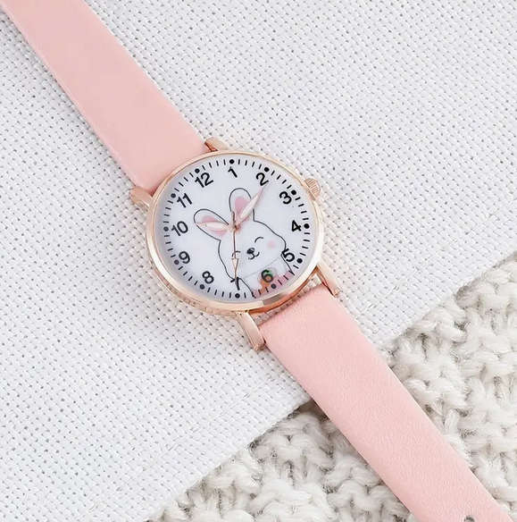 Bunny Watch and Bracelet Set - Pink and White
