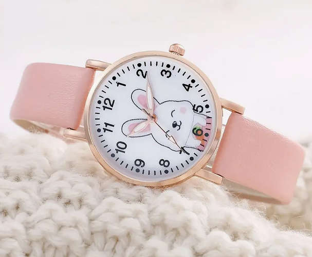 Bunny Watch and Bracelet Set - Pink and White