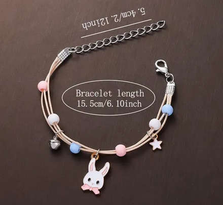 Bunny Watch and Bracelet Set - Pink and White