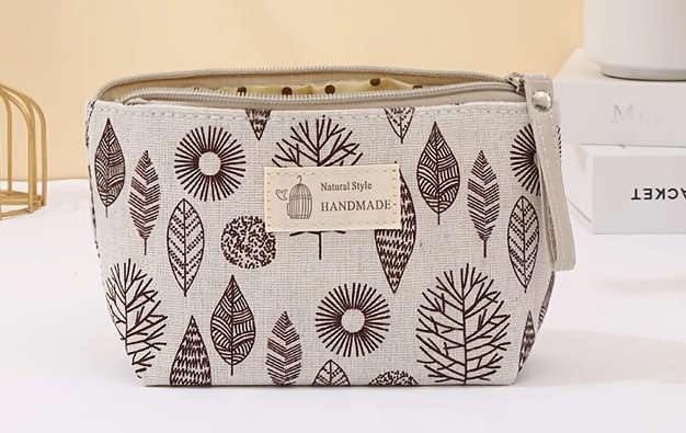 Canvas Makeup Bag and Vintage Style White Turquoise Earrings