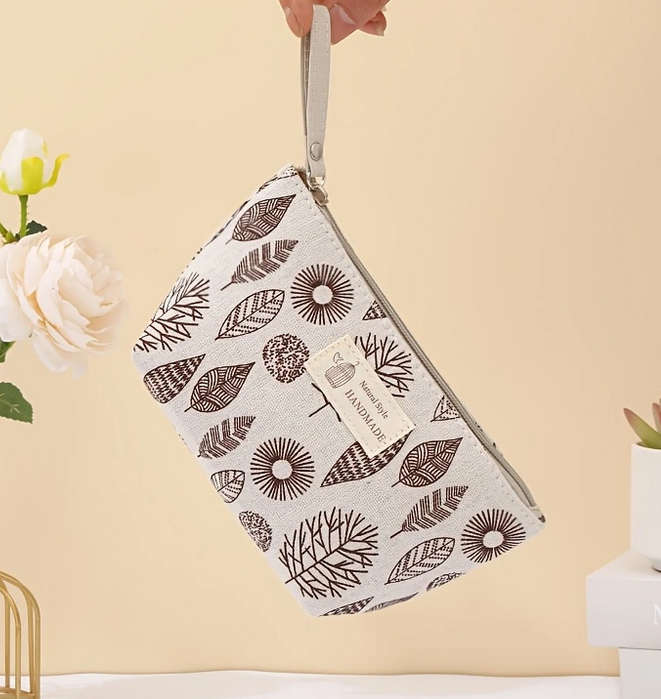 Canvas Makeup Bag and Vintage Style White Turquoise Earrings