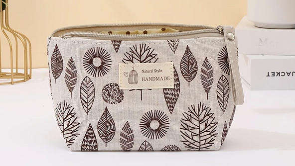 Canvas Makeup Bag and 5 PCS Makeup Brush Set