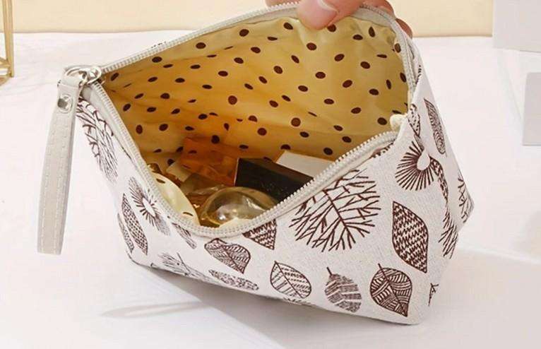 Canvas Makeup Bag and 5 PCS Makeup Brush Set