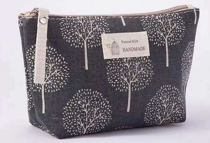 Canvas Makeup Bag and 5 PCS Makeup Brush Set