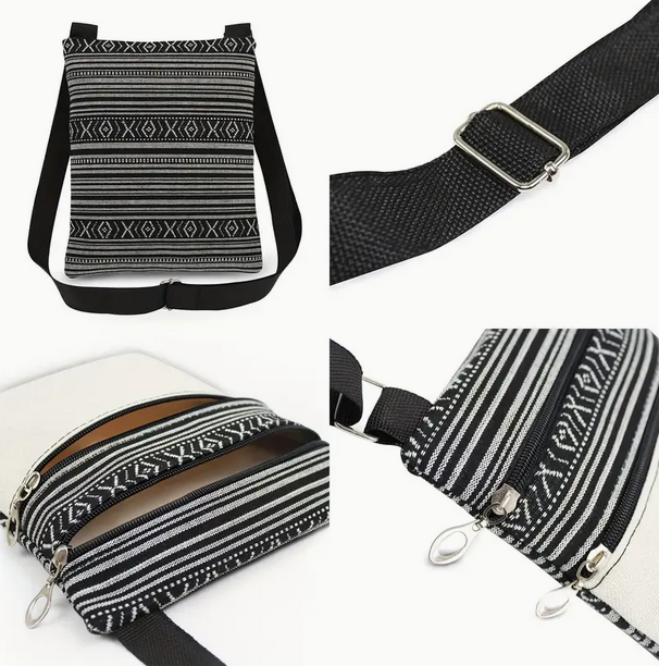 Pug Print Cross Body Bag with Adjustable Strap